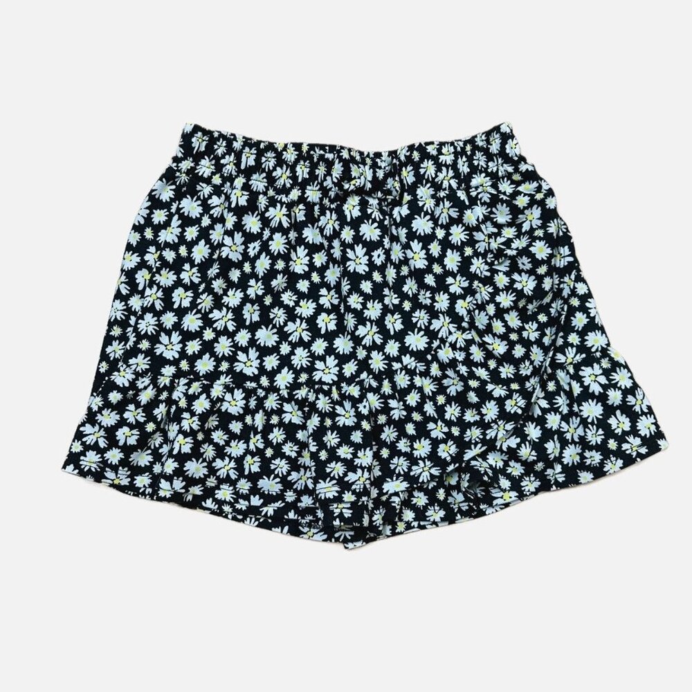 Sweet Butterfly Girls Black & Yellow Floral  Wrap Front Shorts Size 10/12
